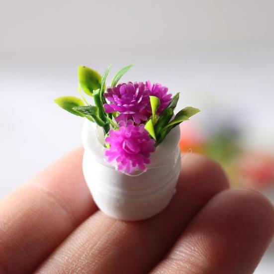 5 Pcs Mini Potted Plant Dollhouse Miniature Bonsai Ornament Tiny Fake Plants And Flowers for Dollhouse Landscaping Crafts