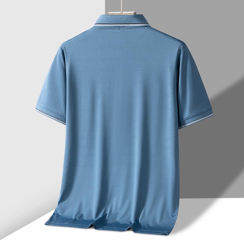Polo Mens Tshirt for Dady Short Sleeve Turn Down Collar Business Anti-wrinkle Real Pocket Design Polo Shirt Man