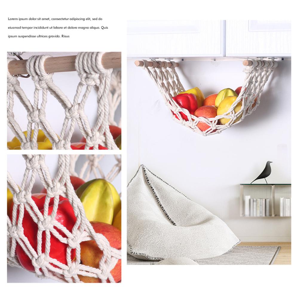 Hanging Fruit Hammock for Kitchen Under Cabinet Macrame Fruit Hammock Veggie Banana Hammock for Home/RV Organization