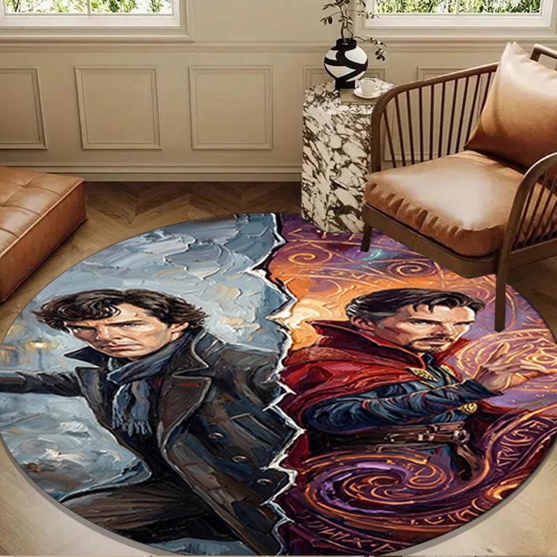 Sherlock Victorian Mystery Round mat, Anti-slip Circle Carpet Chair rug For livingroom,Bedroom, doormat home decor Gift Christmas Gifts