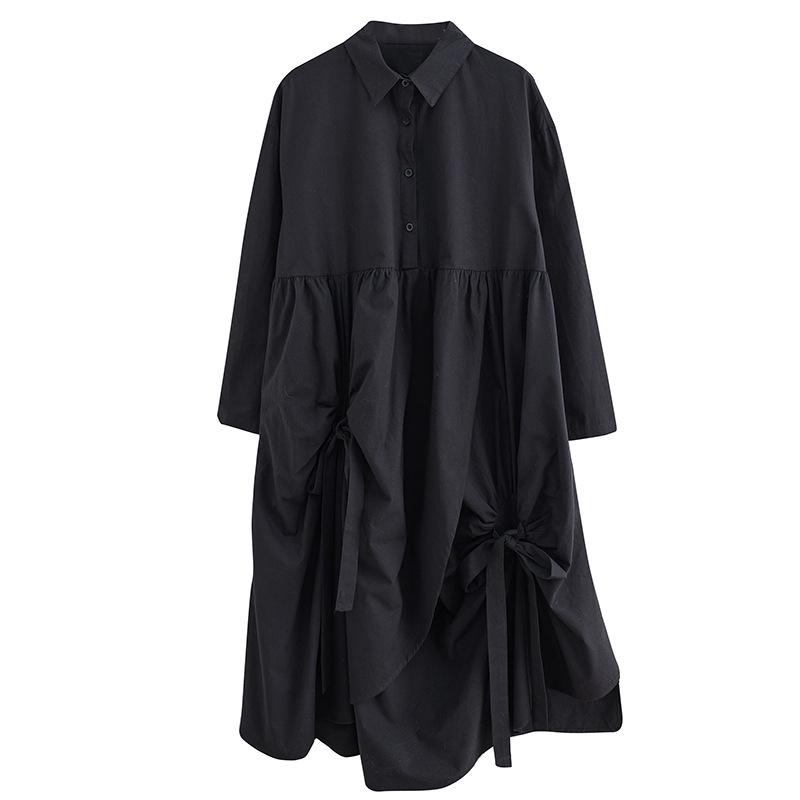 Frühling & Herbst Übergröße Spitze Langarm Hemdblusenkleid