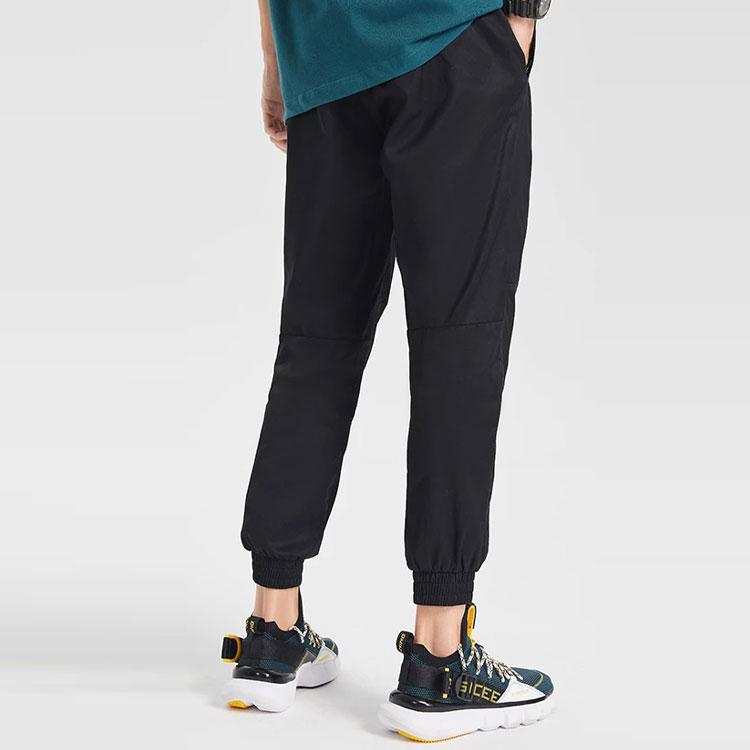 Li Ning Three-Dimensional Cut Tapered Woven Solid Color Sports Pants Men Bottoms Black AKXQ189-3
