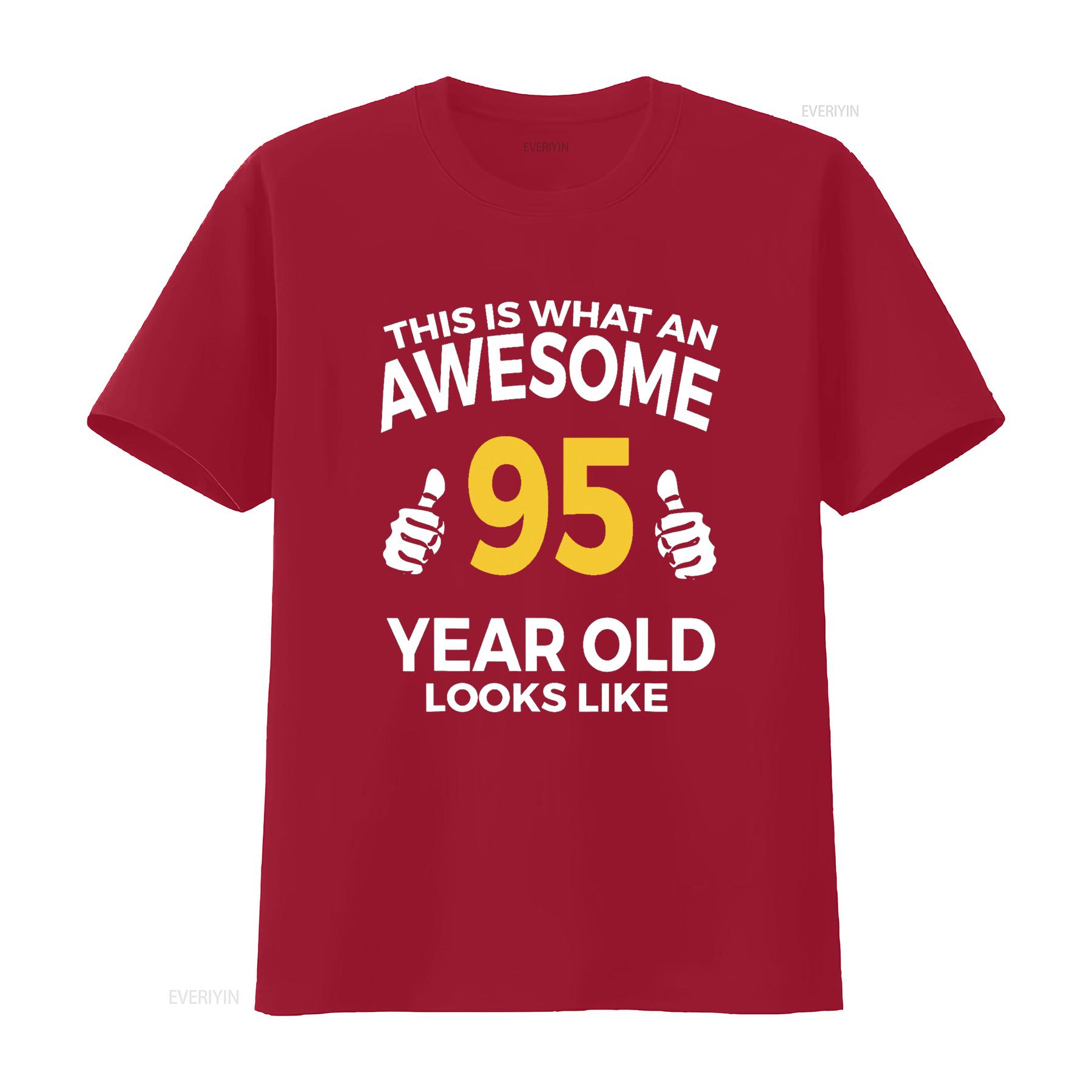 

95th Birthday Aged 95 Years Old T Shirt vintage Washed Stylish Top For Everyday Wear homme graphic Versatile streetwear S