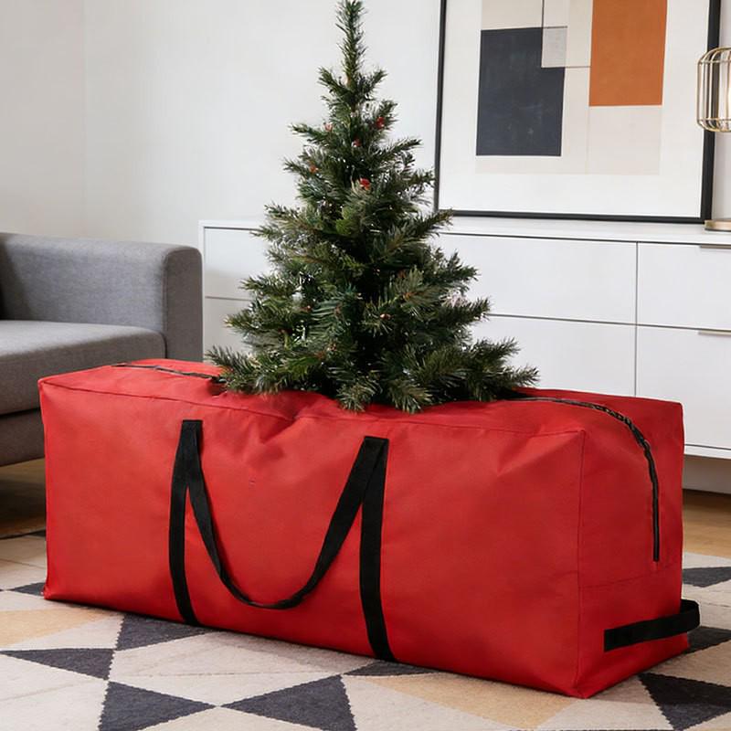 Waterproof Large Oxford Cloth Christmas Tree Storage Bag, Dustproof with Red and Green Design