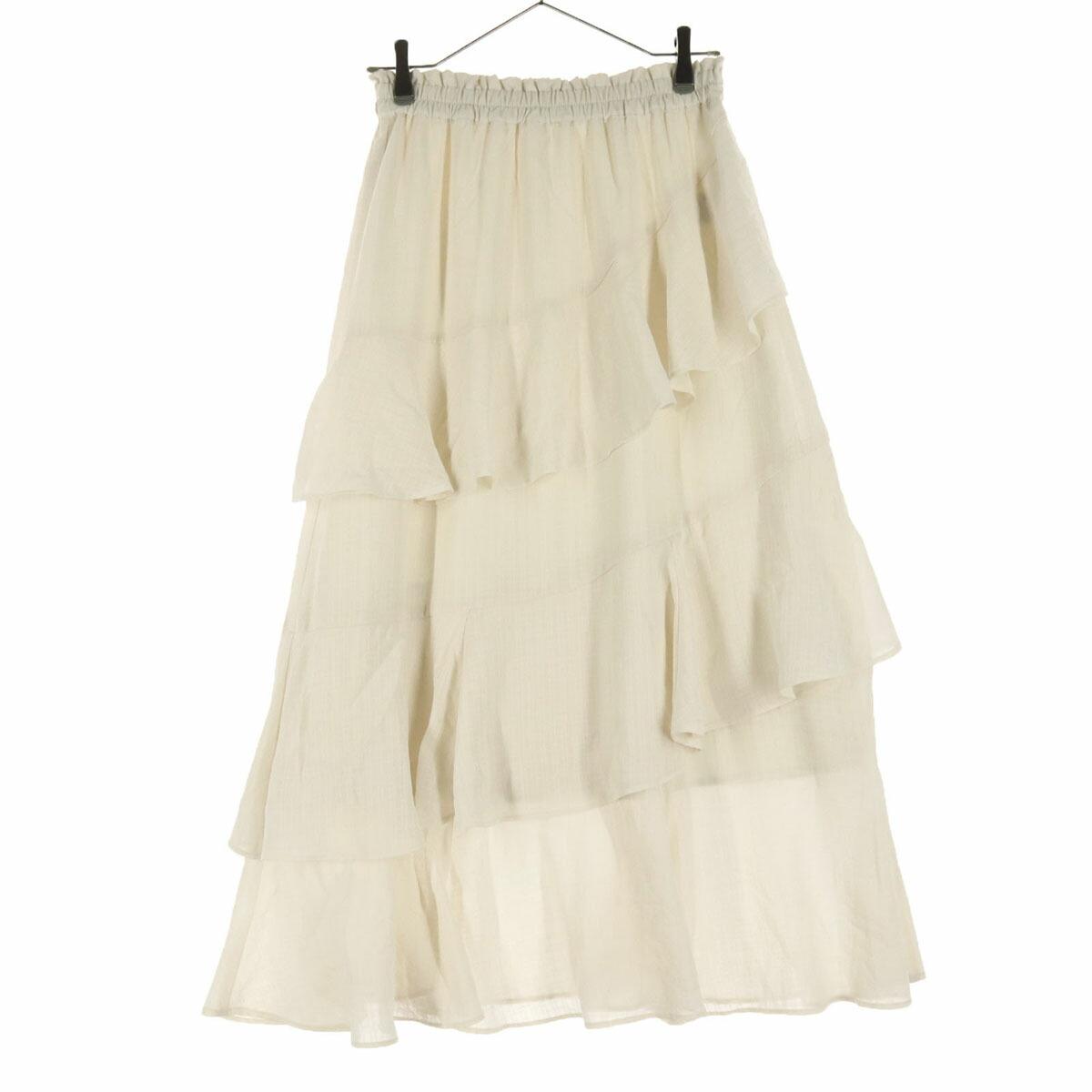 Used clothes in good condition earth music&ecology long length skirt F ivory ladies [used]