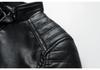 Men's Trendy Leather Stand Collar Motorcycle Jacket for Autumn and Winter