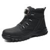 Leather Non Slip Work Boots for Men Rotating Button Safety Shoes Steel Toe Sneaker Male Puncture Proof Protective Boots