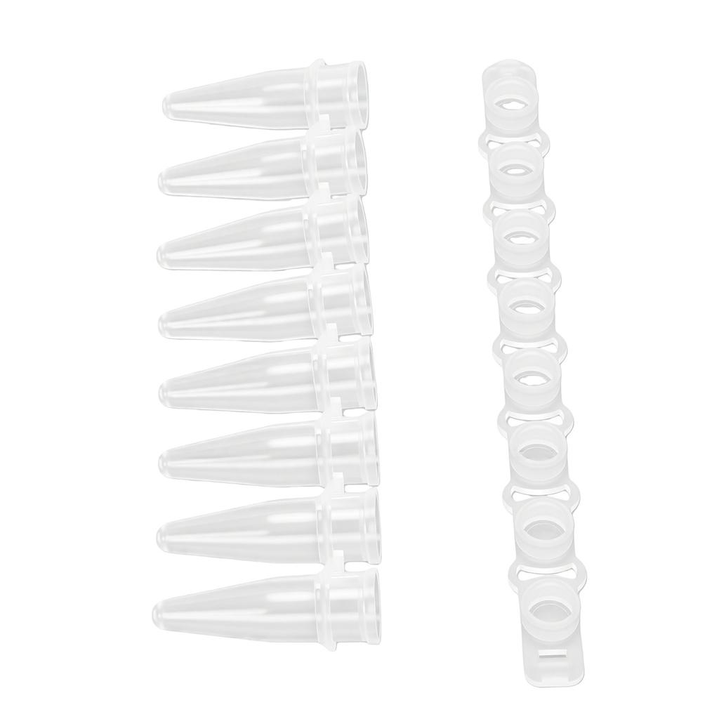 200PCS 8 Strip PCR Tubes with Caps 0.2ml Transparent Microcentrifuge Tube for Experiments