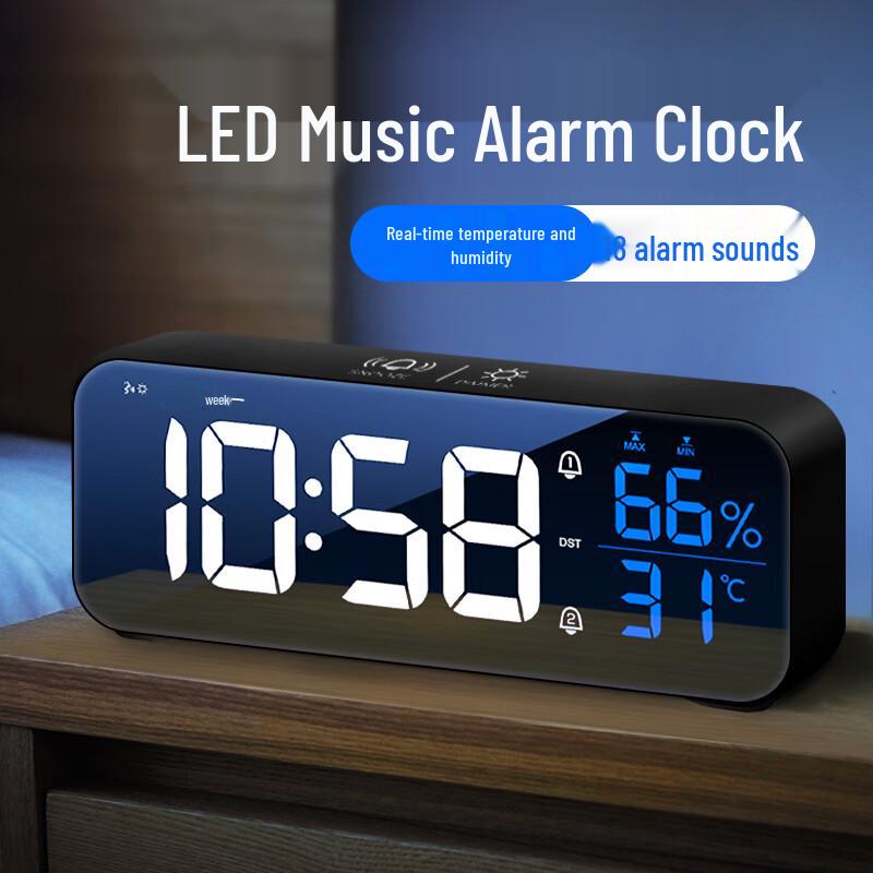 MaShi Smart LED Digital Alarm Clock with Temperature & Humidity