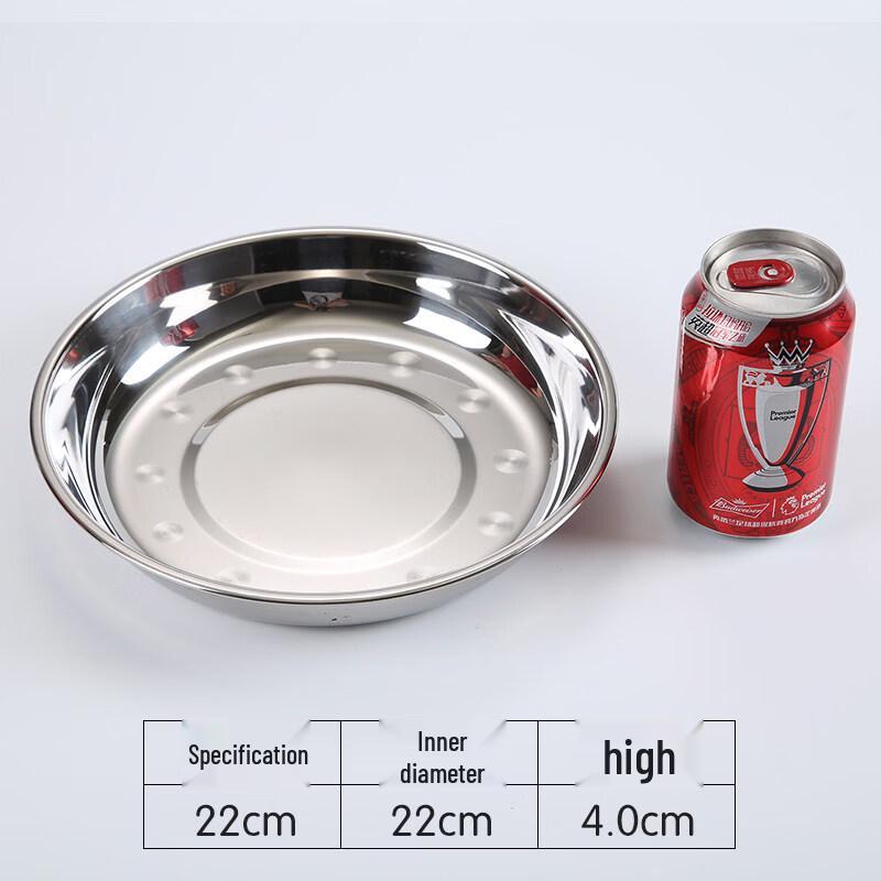 

Ruhan 304 Stainless Steel Round Dinner Plates (22cm, 10-Pack)