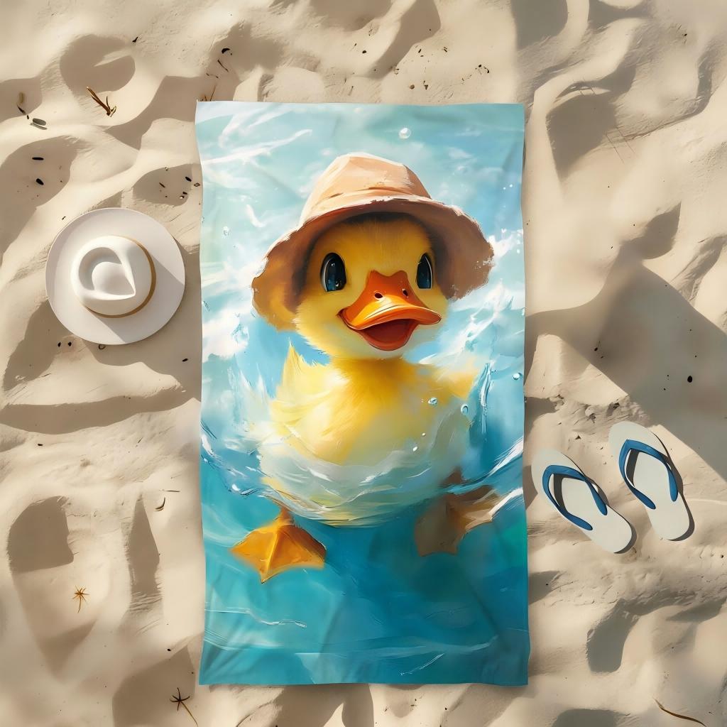 1 Stück Lustiges Gelbes Entenmuster Strandtuch Schnelltrocknend Badetuch Weiche Saugfähige Reise Decke Für Männer Frauen Sommerurlaub Outdoor