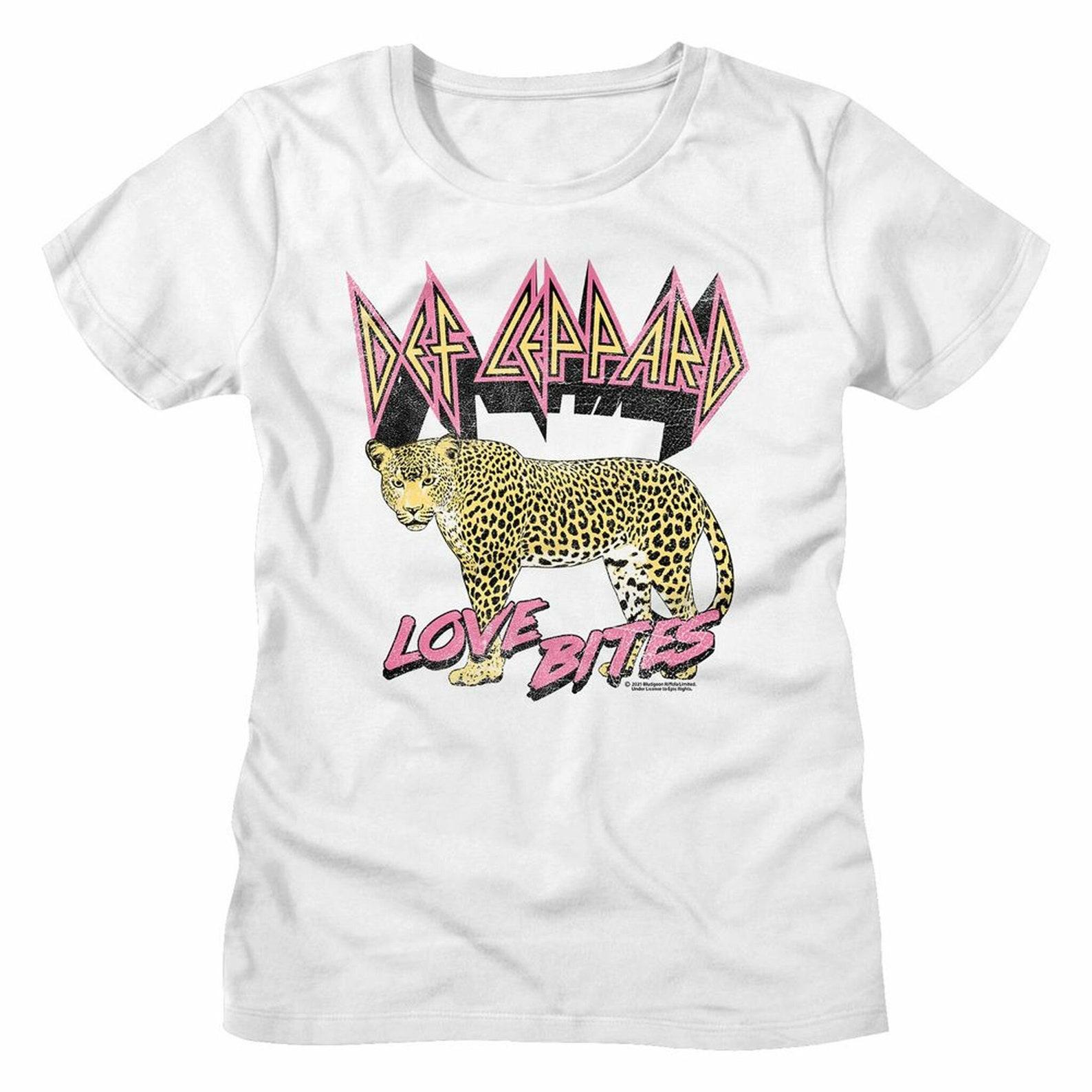 Def Leppard Love Bites Leopard White Women s T-Shirt L
