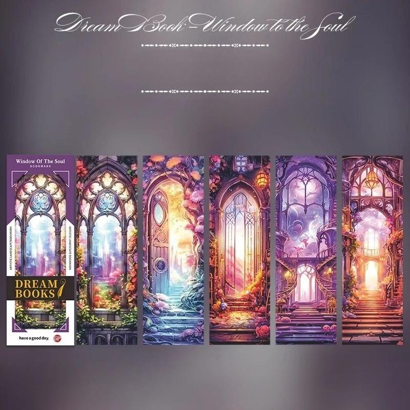 

5 шт./уп. Винтажные Фэнтези Закладки Окна и Двери ПЭТ Закладка для Чтения Книг Ретро Пейзаж Маркер Страницы Книги Канцелярские Принадлежности