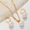 European and American jewelry set fashion light luxury pearl necklace earrings two-piece set niche design high sense