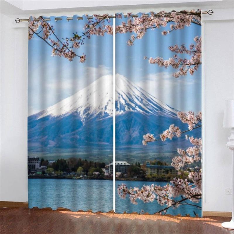 

Spring Flowers City Scenery Series High Density Blackout Curtains 3D Digital Printing Diy Curtains 140*100