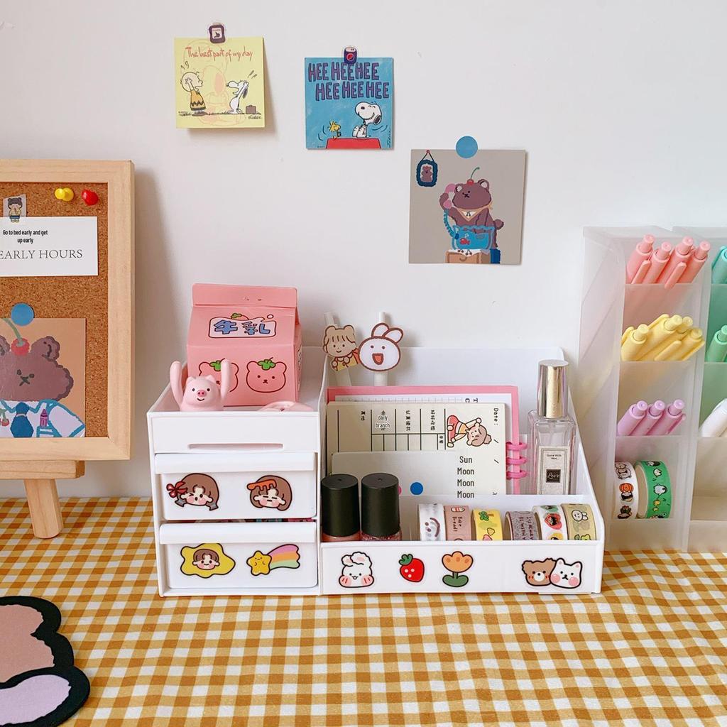 Simple Drawer-Style Stationery and Cosmetics Storage Box for Desk and Dorm