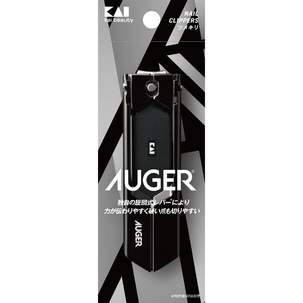 AUGER Nail Medium Revolver Corporation AUGER Nail Stainless for Hands and 1 Piece Clippers, (Kai Clippers, Medium, Steel, Men's Feet) (x 1)