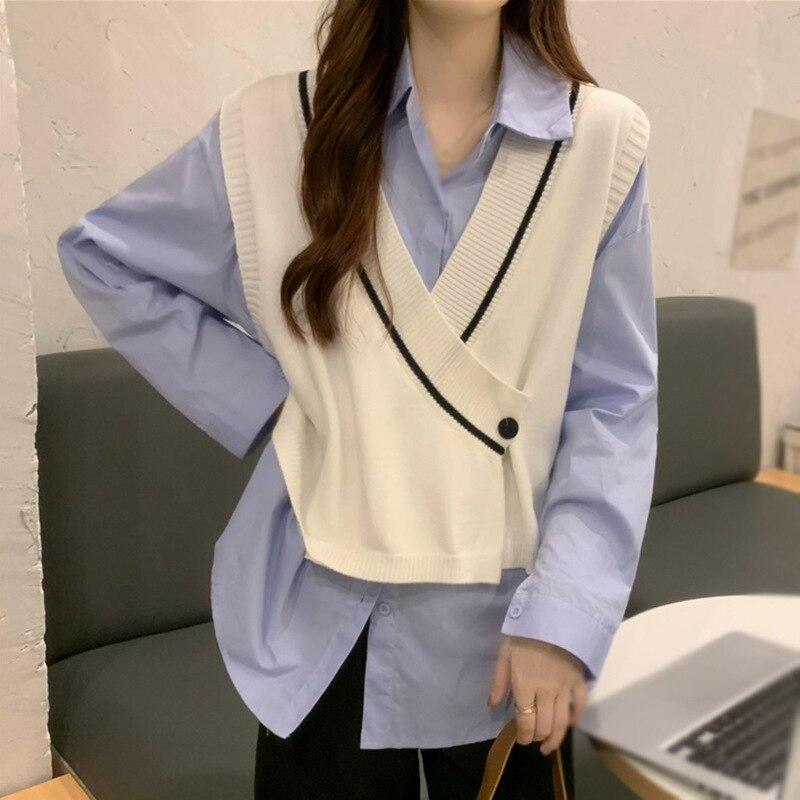 Sweater Vest for Women V Neck Sleeveless Top Pullover Knitwear Top Loose Fit Women Clothing