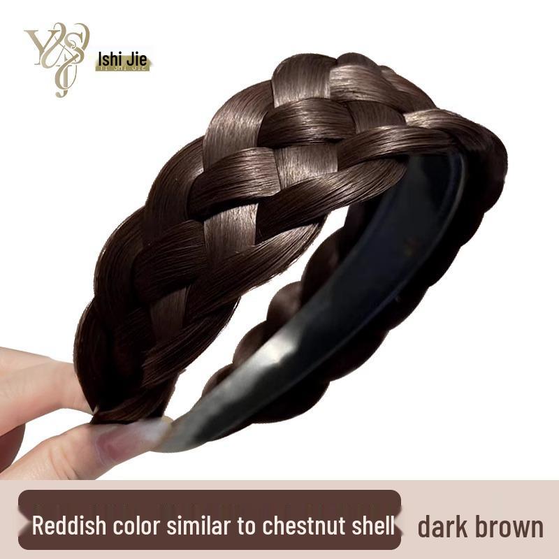 Women's Fishbone Braid Wig Headband: Integrated Braided Hair Clip & Tie Headwear 2024