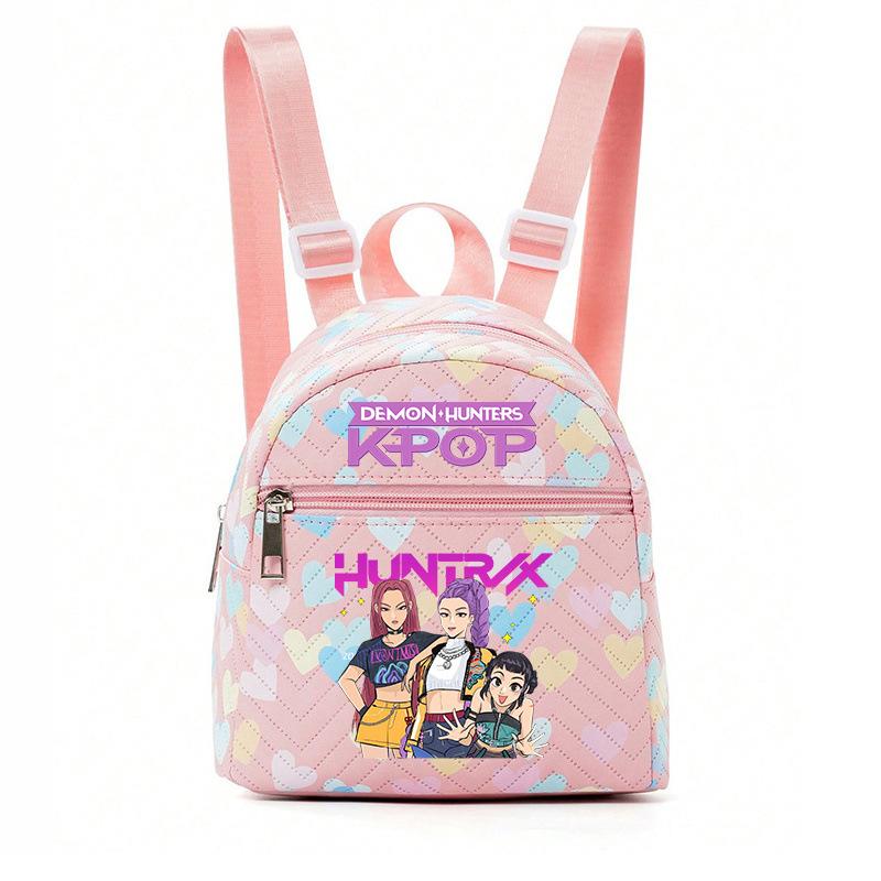 Kpop Synthetic Leather School Backpack for Girls Lightweight Candy Color Campus Bag