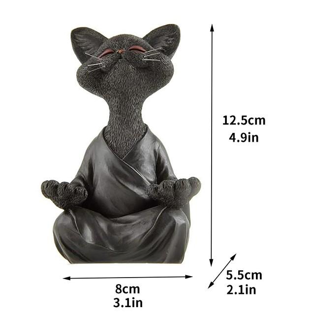 Skurrile schwarze Buddha-Katzenstatue, Meditation, Yoga-Kollektion, glückliche Katze, dekorative Kunstskulptur, Gartenstatue für den Außenbereich