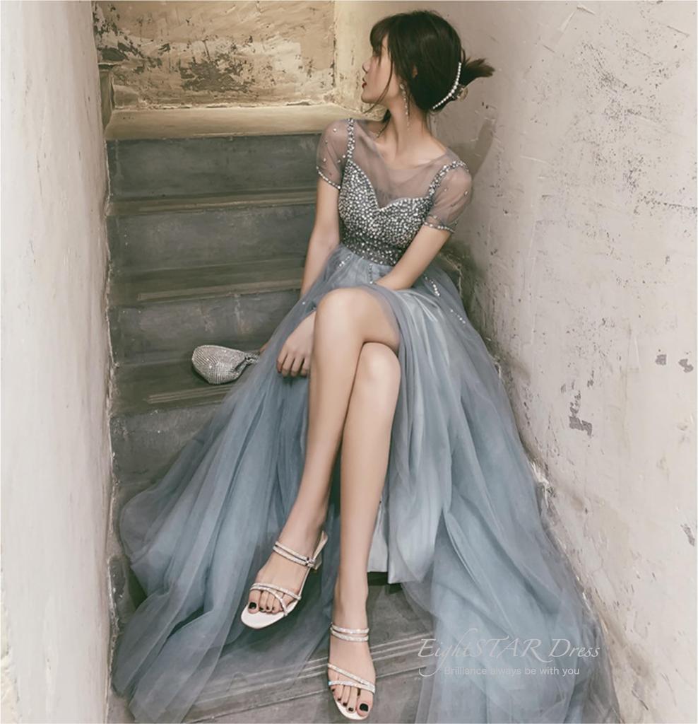 Rochie de Petrecere Lungă Pian Principal Subțire Scurtă Deschisă Albastră [Rochie EightSTAR] Rochie, Rochie, Linie A, Recital, Adulți, Rochie After-Party, Mireasă, Personaj, Linie,