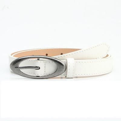 Fashion PU Leather Belt Alloy Buckle Elliptical Waist Strap Thin Jeans Belt Women