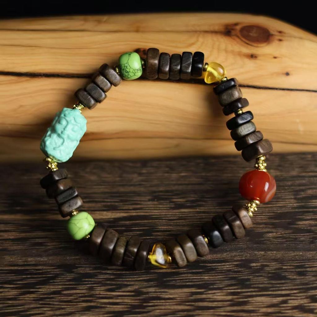 Authentic Vietnamese Agarwood Irregular Bead Bracelet - Ethnic Tibetan Style Jewelry Collectible
