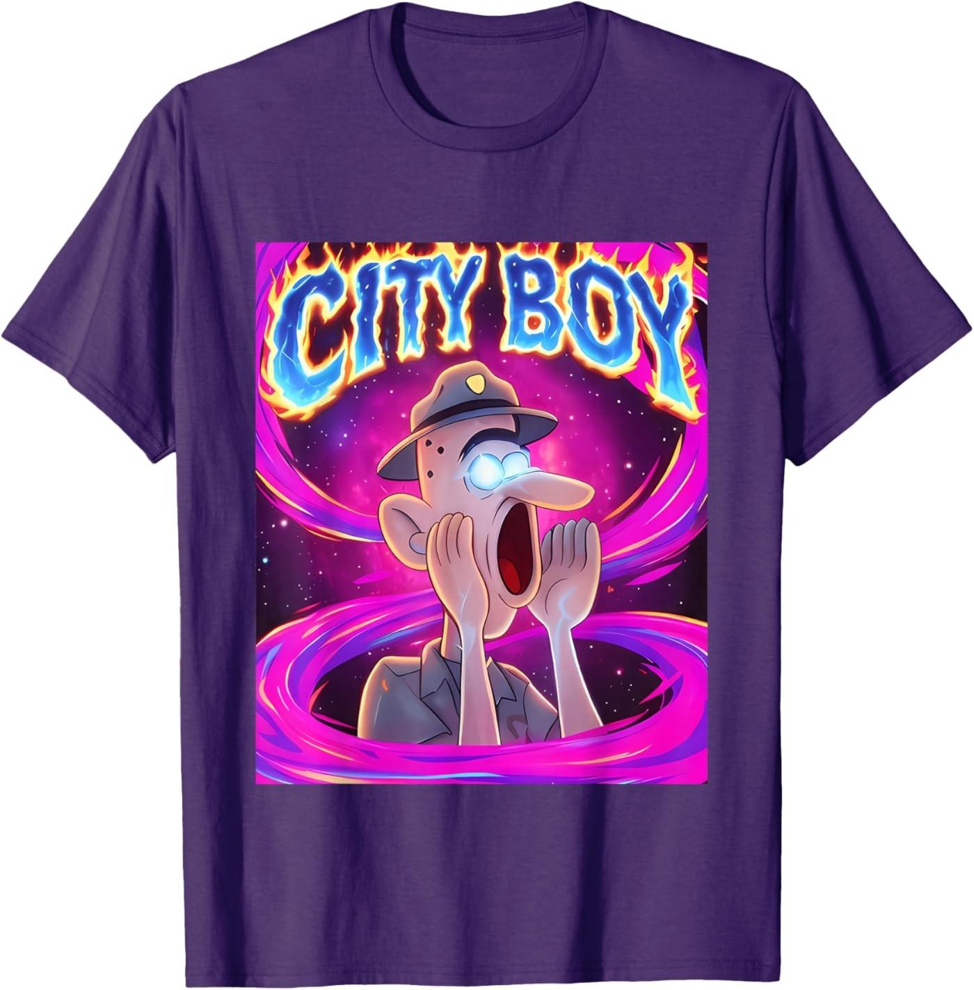 City Boy Brainrot Meme Reaction Loud Funny Cartoon Unisex T-Shirt S разноцветный