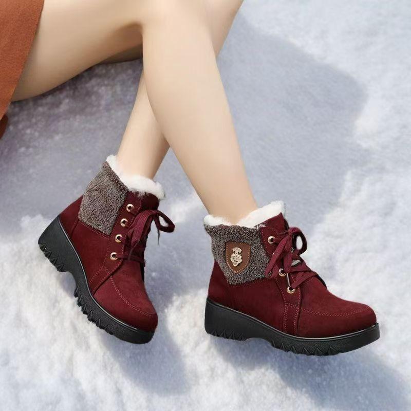 Fashion Women's Winter Low Heels Snow Boots With Fur Warm Winter Shoes Woman Ankle Booties Botas Mujer Platform Ladies Footwear Female