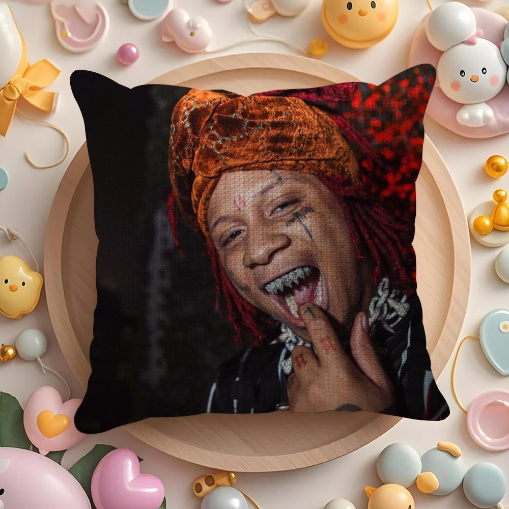 Rapper T-Trippie R-Redd Cushion Cover Summer Coolness Linen Fabric Double-Sided Printing Pillow Case Sofa Home Decor Gift