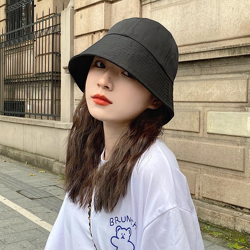 Summer Bucket Hat For Women Outdoor Foldable Fisherman Cap Solid Color Cotton Girls Panama Beach Sun Hat