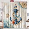 Maritimes Leuchtturm Vorhang Set 2 Stück – Vintage Karte & Maritime Motive, Stangendurchzug Lichtfilternde Vorhänge