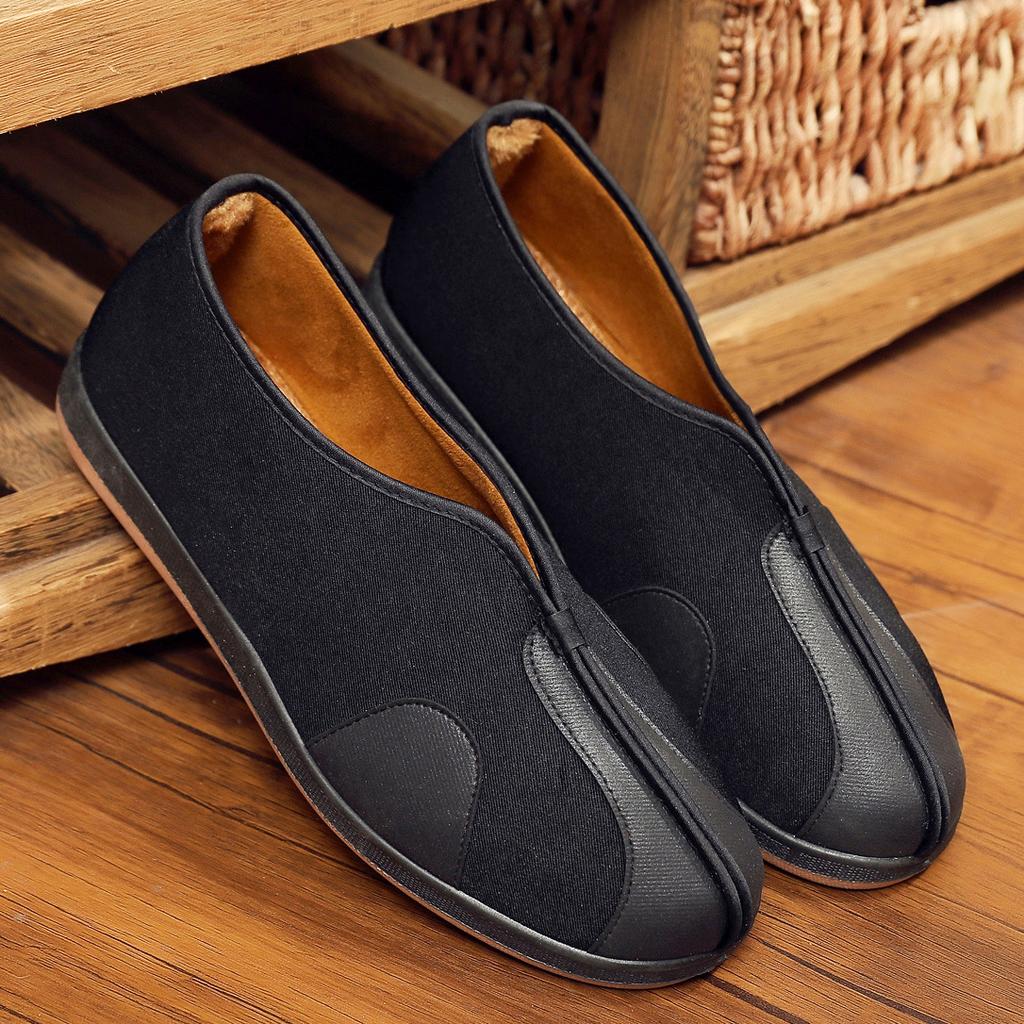 Winter Warm Old Beijing Cloth Shoes Velvet Kung Fu Men's Shoes Ethnic Style Retro Sprinkle Shoes Men's Cotton Shoes