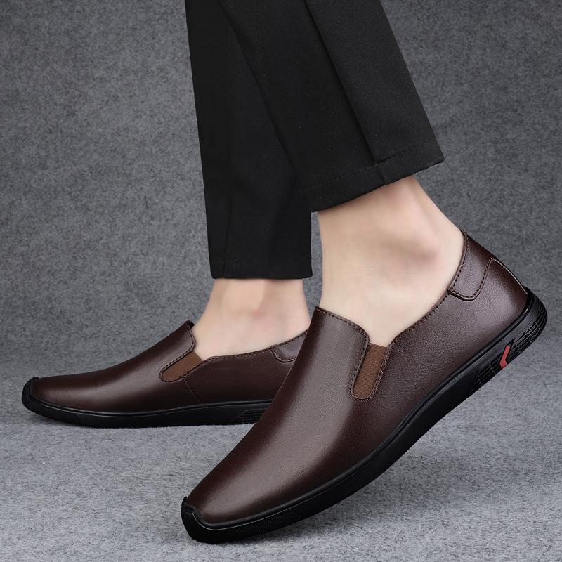 Fashion Breathable Outdoor Slip on Casual Shoes for Male Work Office Driving Sneakers Mens Leather Loafers Non Slip Walking Flats