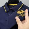 Polo da Uomo di Qualità di Marca di Lusso Autunno Squisito Ricamo Cavallo Manica Lunga Moda Risvolto T-Shirt Business Casual Abbigliamento Uomo