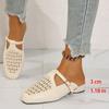 Fashion Hollow Out Closed Toe Flat Sandals Women Buckle Decor Soft Sole Non Slip Mules Slippers Summer Light Comfort Platform Beach Shoe