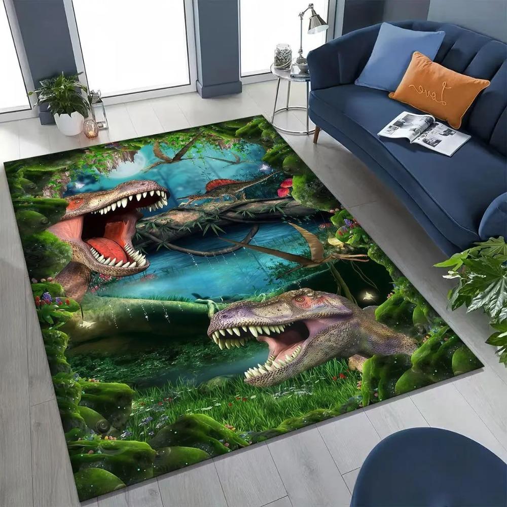 3D Dinosaur Ocean Carpet Mat Rug Illusion Effect Home Decoration Non-slip Kids Room Visual Impact Floor Mat with Dolphin Design