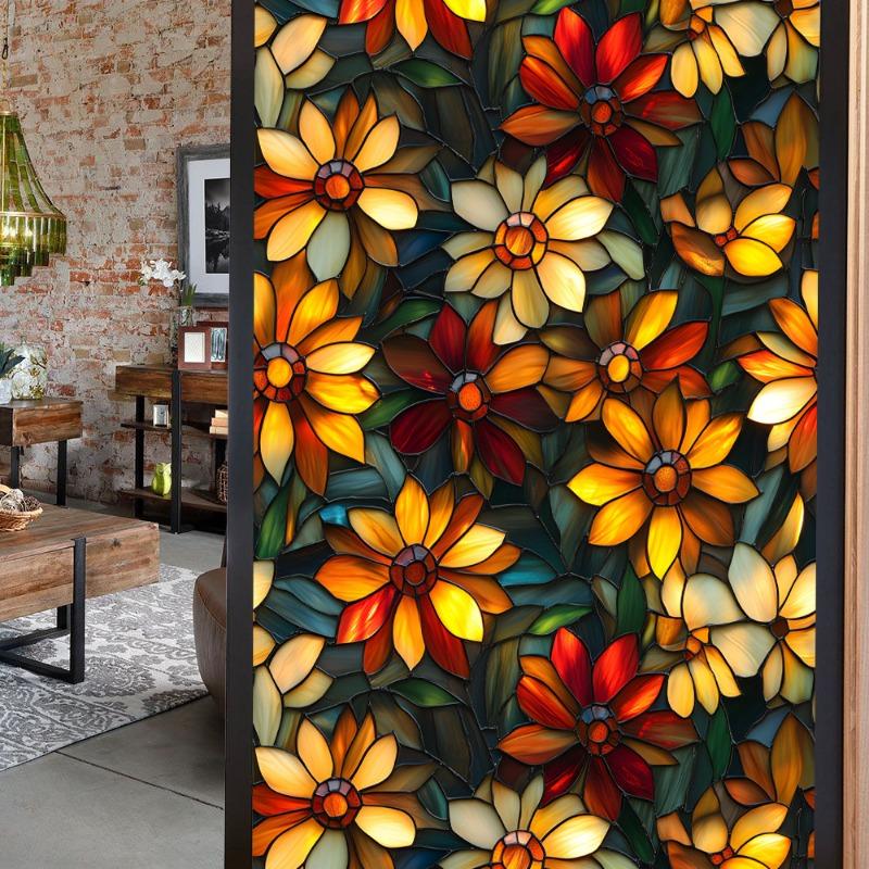 3D Laser Recyclable Window Privacy Film No-glue Window Film Decorative Protection Static Cling Stained Glass Home Sticker