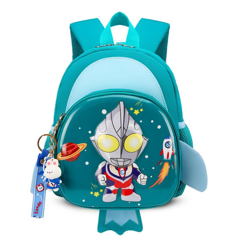 Durable Nylon Kindergarten Backpack For Kids Adorable 3d Cartoon Animal Design зелёный