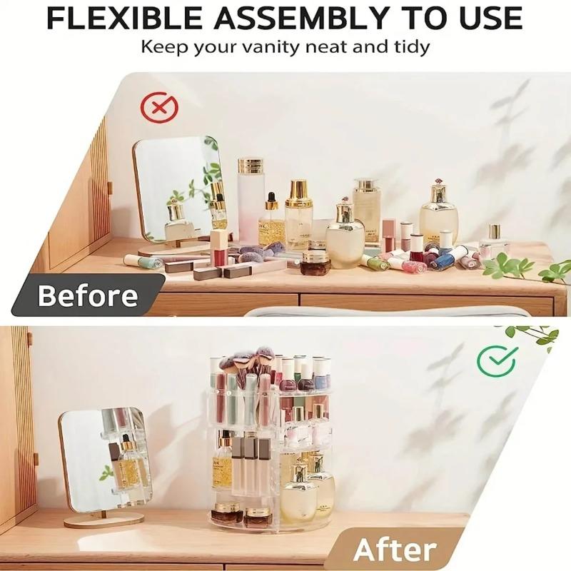360° Rotating Makeup Organizer, Spinning Bathroom Organizer Countertop, organizer for cosmetics,Cosmetic Holder Shelf,(Clear)