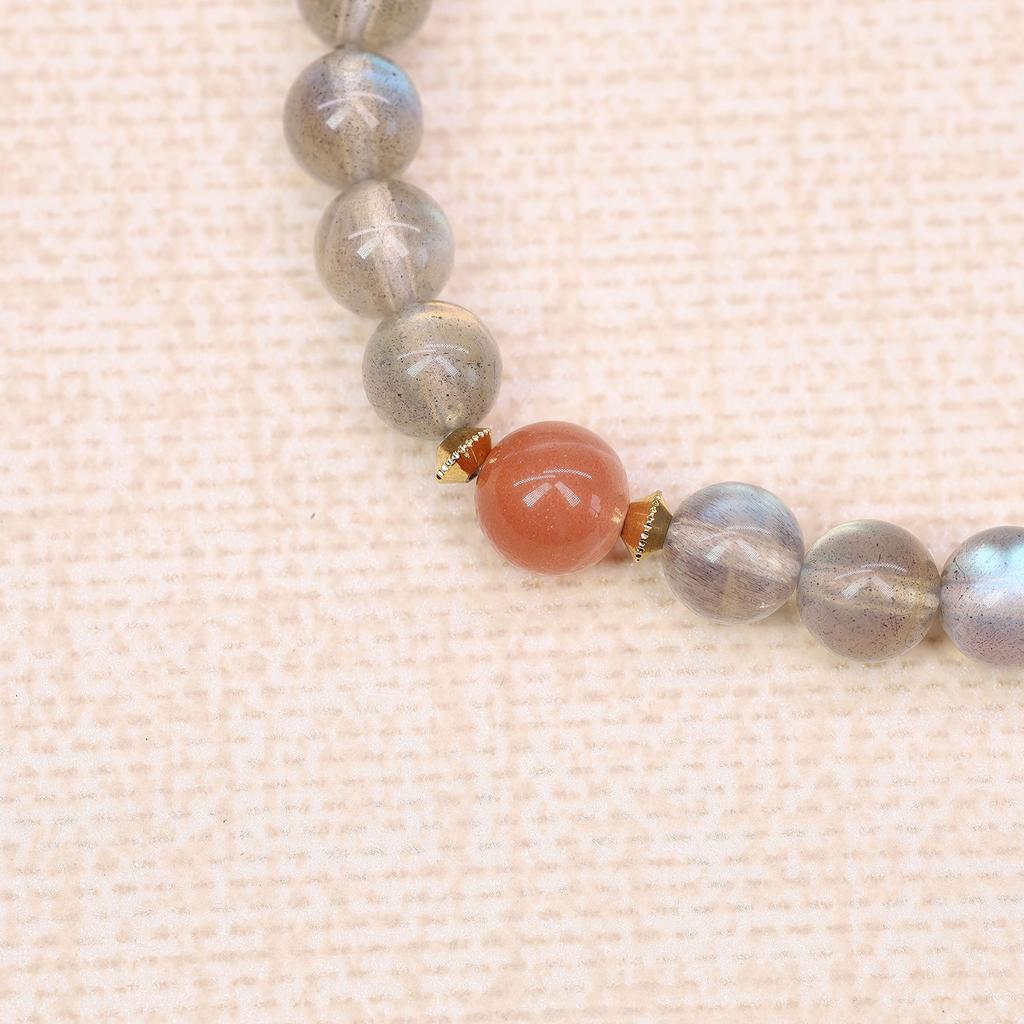 Koai Labradorite Sunstone Wish Fulfillment Good Luck Healing Power Stone Bracelet Prayer Bracelet for Women