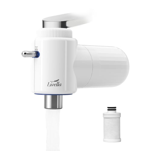SOLEMOOD X Livella Faucet-Mounted Water Purifier, Micro-Fine Bubble Generation, High Removal/24 Filters, Includes 1 Cartridge, 2 Modes, Tip Filtration
