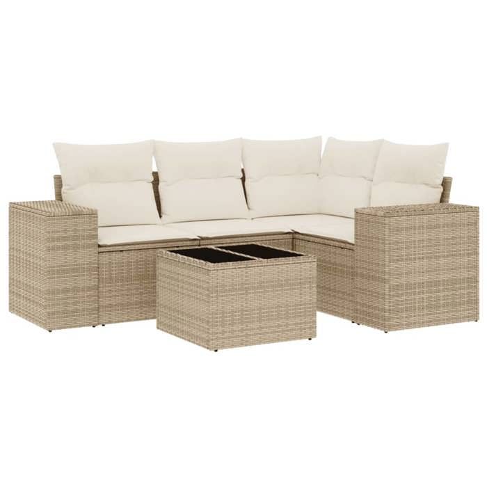 VidaXL Garden Lounge Set with Cushions 5 Pcs, Patio Sofas, Patio Furniture Set, Outdoor Furniture, Beige 3222517