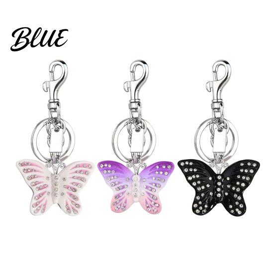 Lightweight Key Holder Keychain Pendant Rhinestones Inlaid Gradient Butterfly Shape