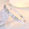 Wholesale Fine 925 Sterling Silver Bangles Bracelet Charms Heart Open for Women Lady Jewelry Adjustment Cuff Wedding Gift