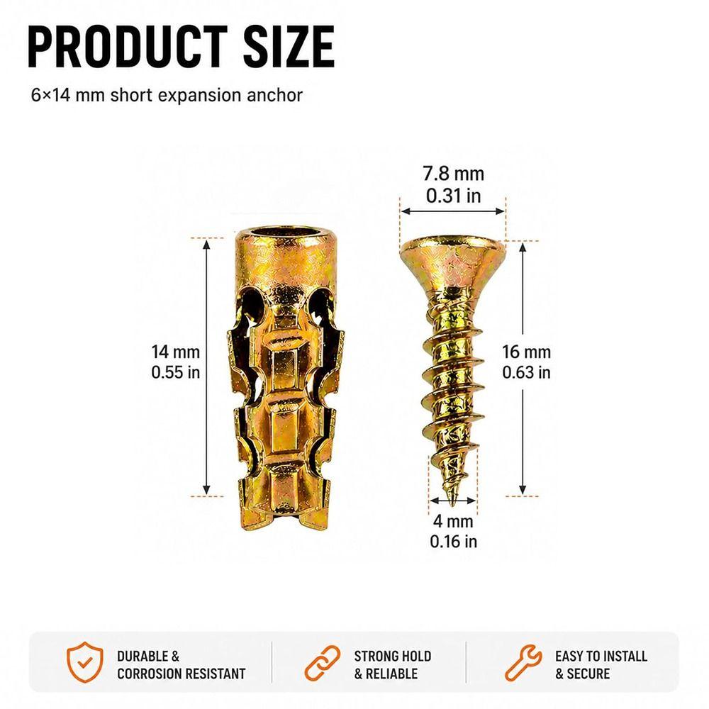 Short Self Tapping Screw 6×14mm Expansion Anchor New Expansion Screw  Wall Drilling
