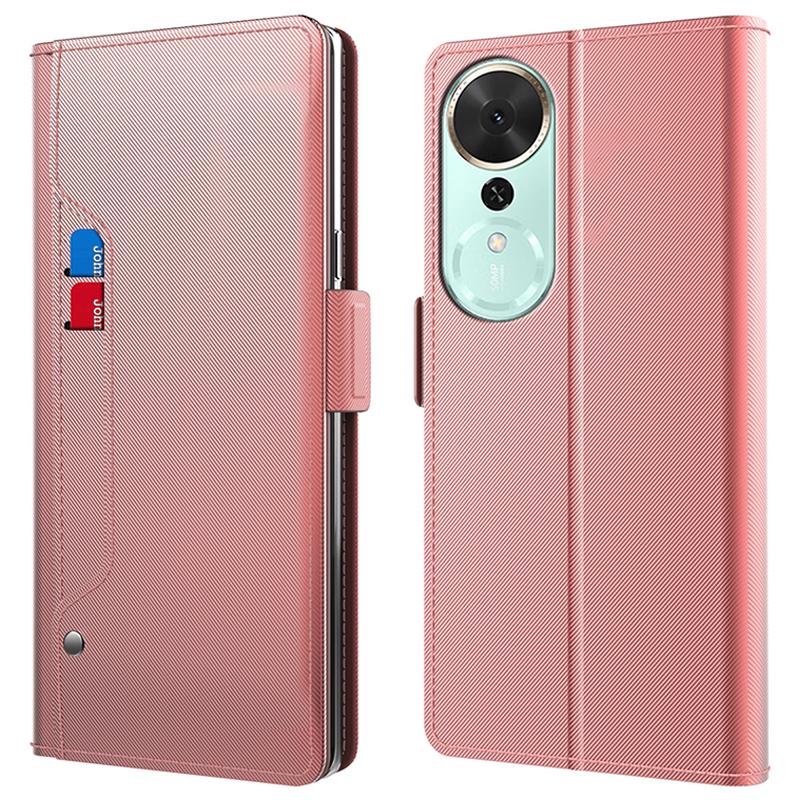 For Honor Play 70 Plus 5G Case Stand PU Leather Phone Cover Card Holder Mirror