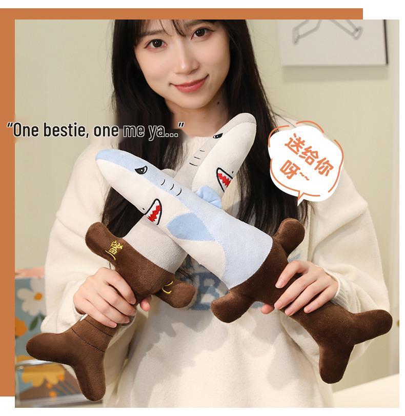Shark Arm Sword & Dagger Plush Doll - Cute, Punny Meme Stuffed Toy & Pillow for Girls