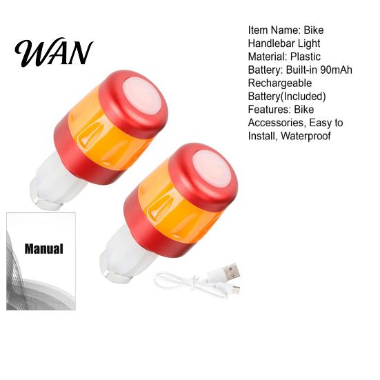 Night Riding Bike Light 2Pcs Bicycle Handlebar End Light, Rechargeable LED Flash Lamp, Long Battery Life Plugs Safety Indicator for Nigh Cycling